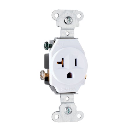 20 AMP HEAVY DUTY SINGLE RECEPTACLE WHITE