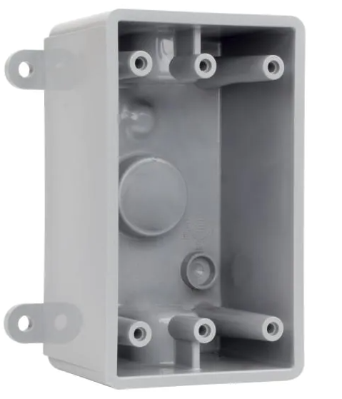 1/2" GRAY 1 GANG 3 HOLE BOX