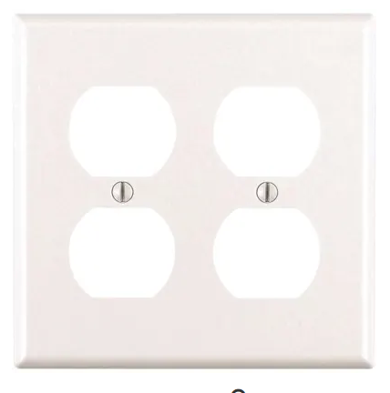 DOUBLE GANG WHITE PLASTIC DUPLEX COVER PLATE