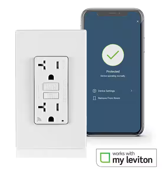 20 Amp SmartlockPro Wi-Fi Certified Smart GFCI Outlet White D2GF2-KW