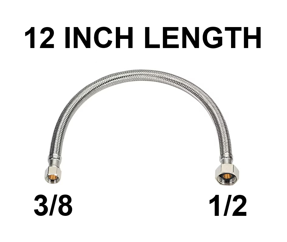 1/2 X 3/8 X 12 INCH BRAIDED LAV SUPPLY