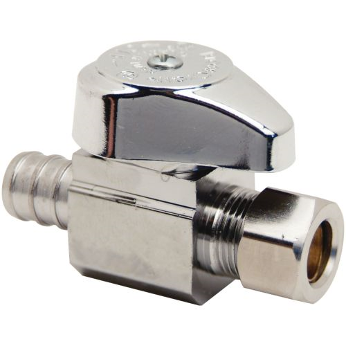 1/2 X 3/8 PEX CHROME STAIGHT STOP 1/4 TURN