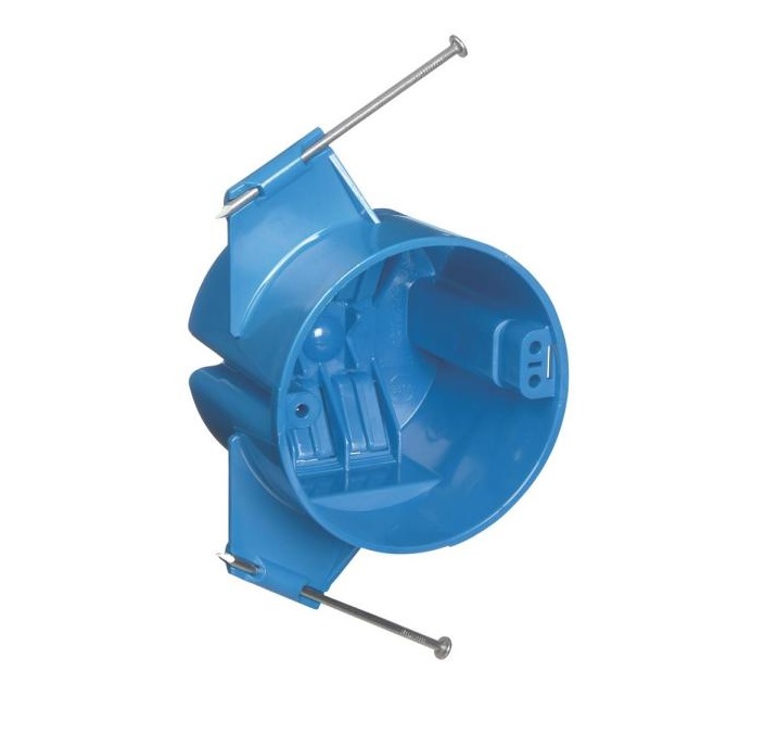PLASTIC BLUE NAIL-UP ROUND CEILING ELECTRICAL BOX